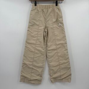 Jordan Pants Youth Girl Medium Beige Wide Leg Jumpman Nike Nylon Outdoor Lined